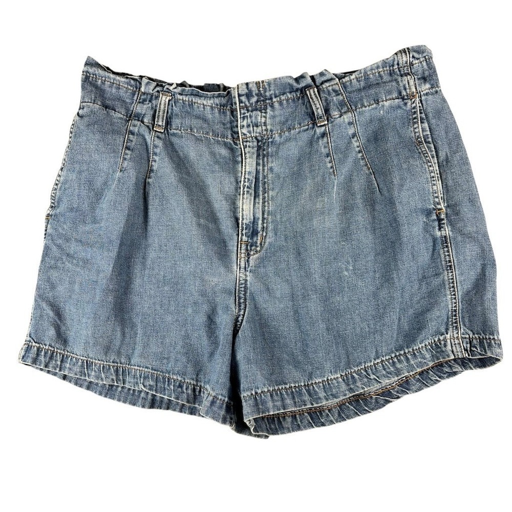 Madewell Denim Shorts Womens Size 33 Blue High Rise Pleated Cuffed Hem